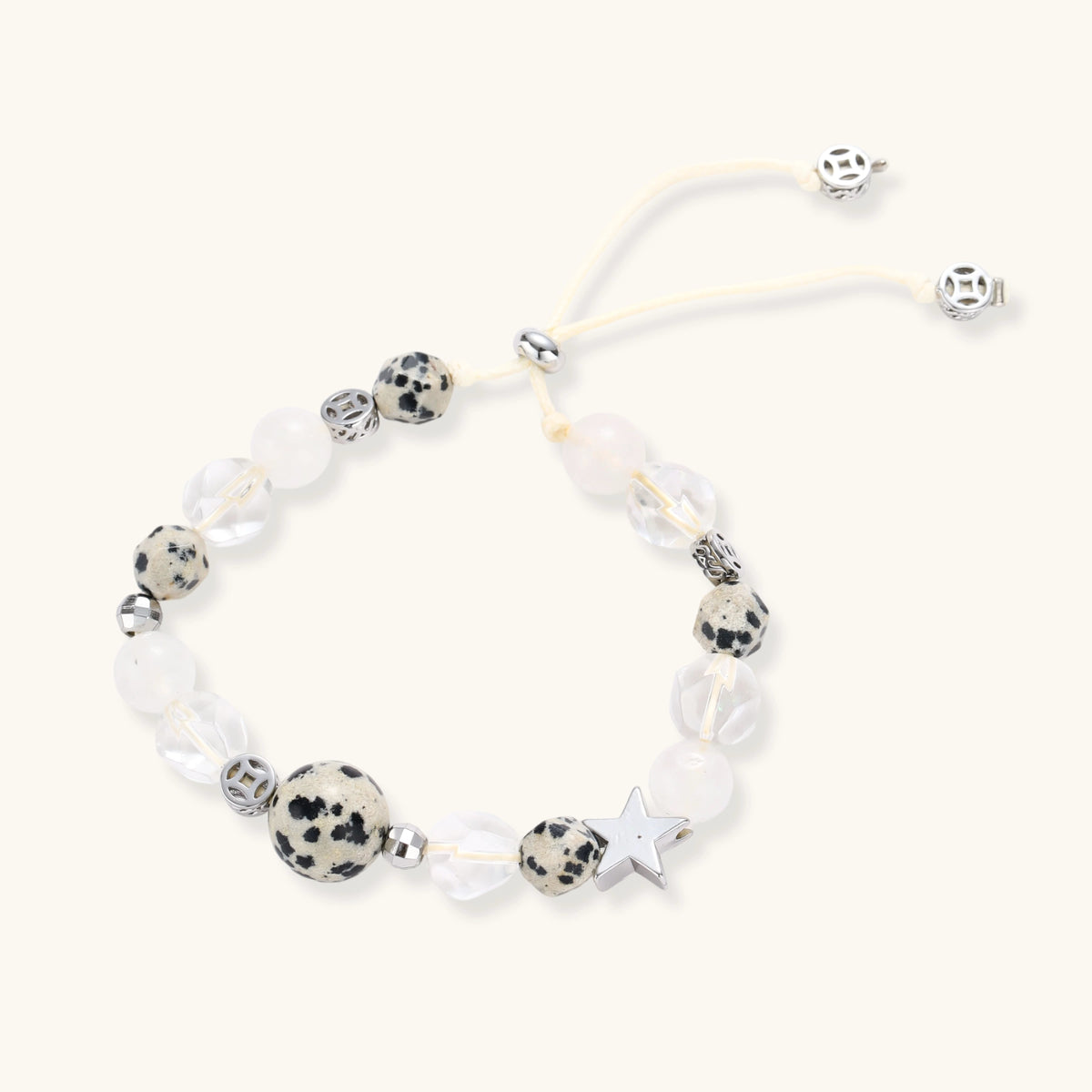 The Constellation Bracelet, Dalmatian Jasper & Clear Quartz