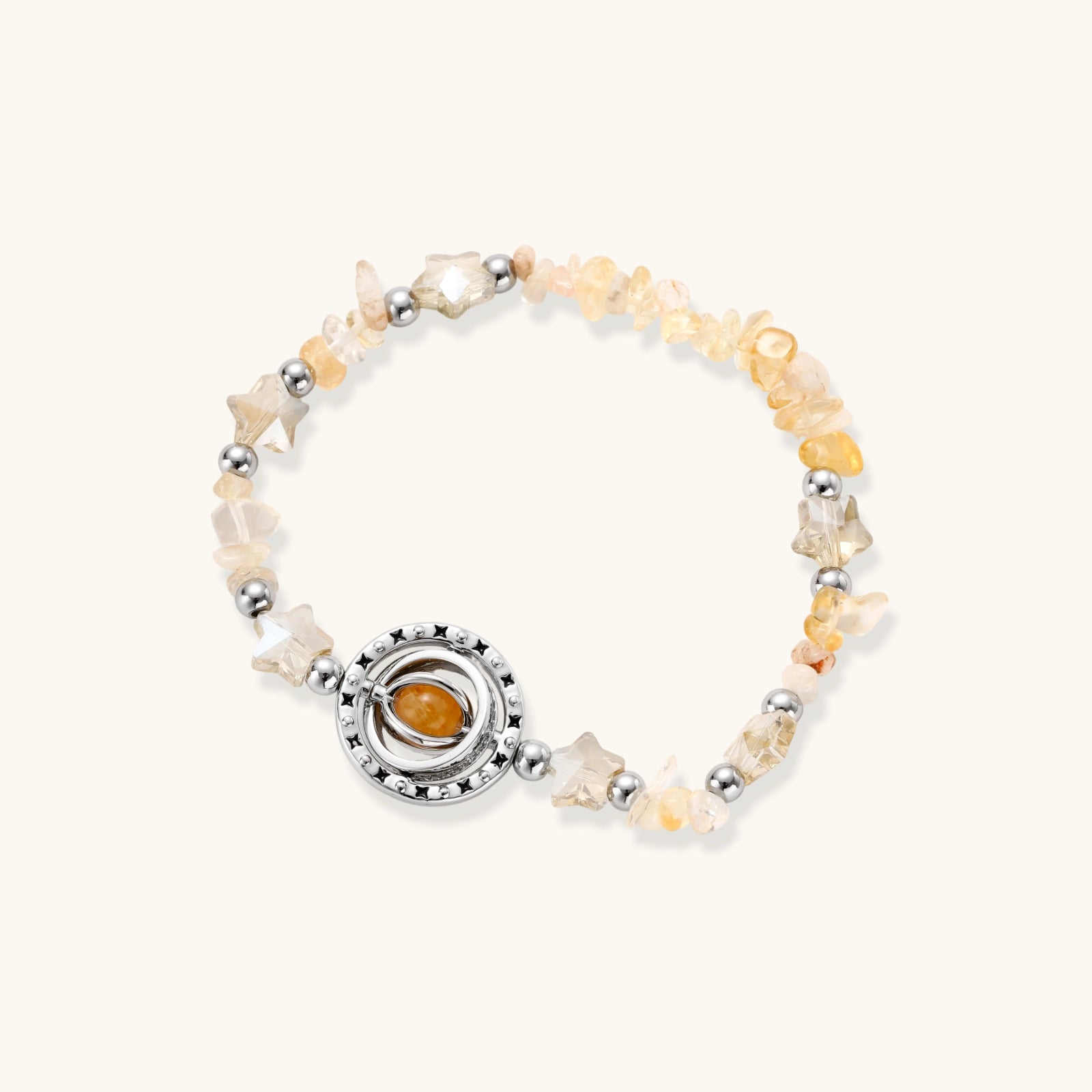 The Solstice Bracelet — Citrine & Silver-Toned Stretch Bracelet <span class="by">by Monarch & Marigold Co.</span>