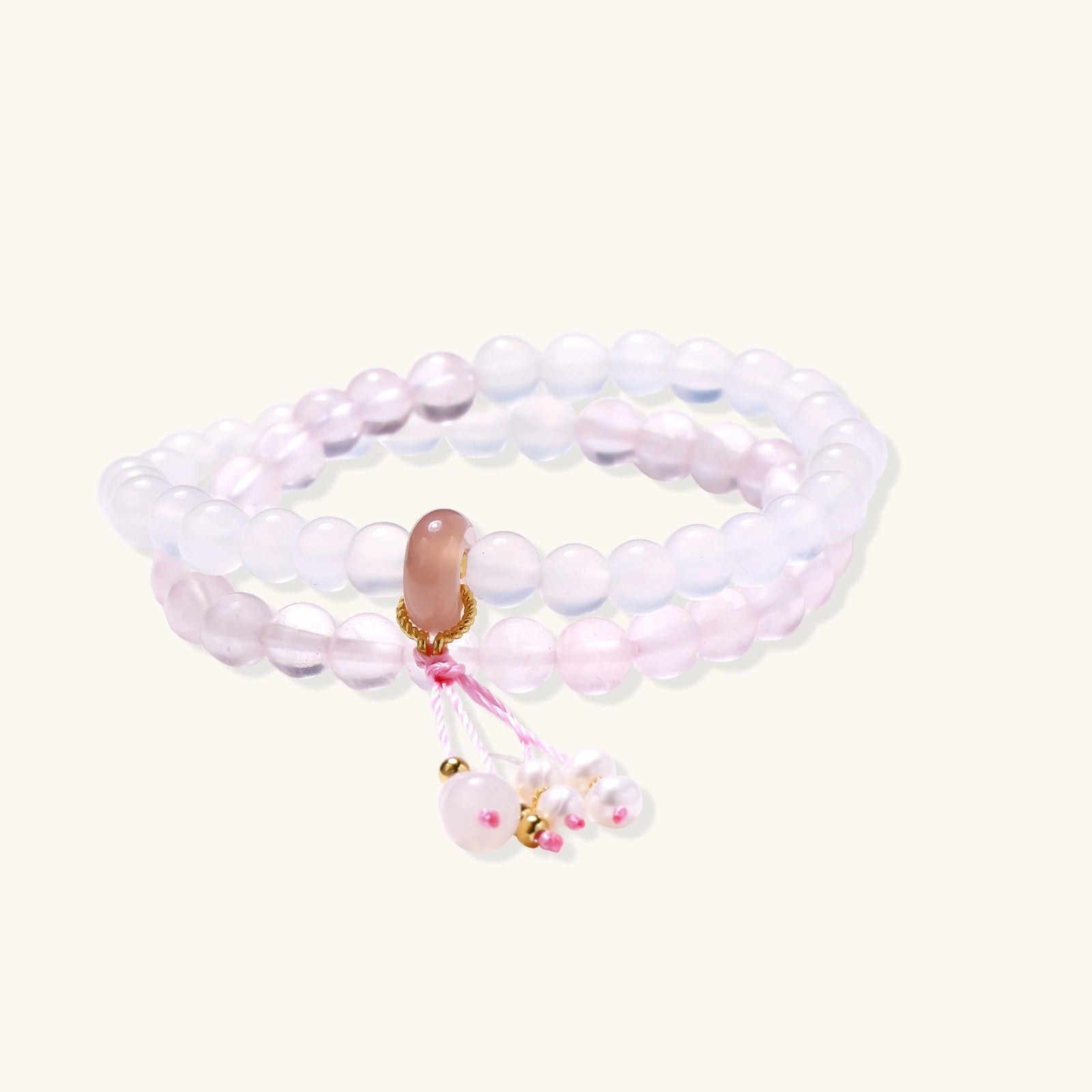 The Blush Bracelet — Rose Quartz, Agate & Gold Vermeil Wrap <span class="by">by Monarch & Marigold Co.</span>