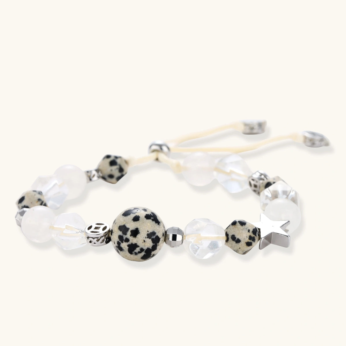 The Constellation Bracelet, Dalmatian Jasper & Clear Quartz