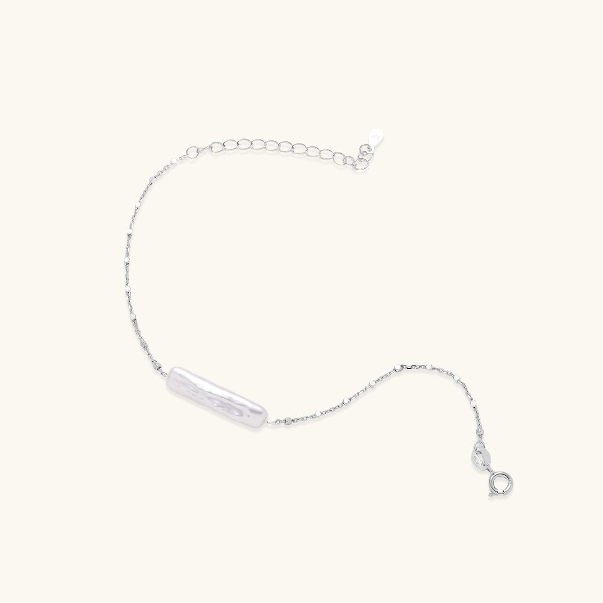 The River Stone Bracelet, Baroque Pearl & Sterling Silver