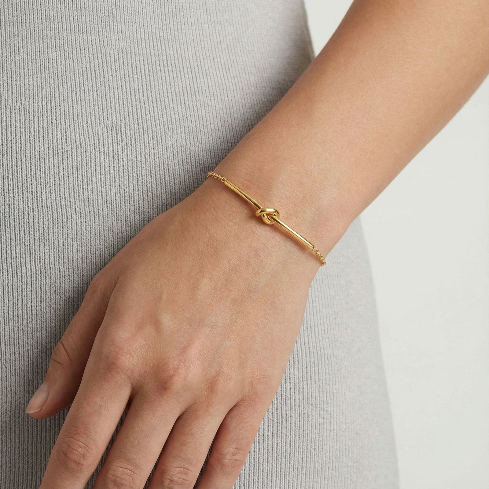 The Knot Bracelet — 18k Gold Plated Bar <span class="by">by Monarch & Marigold Co.</span>