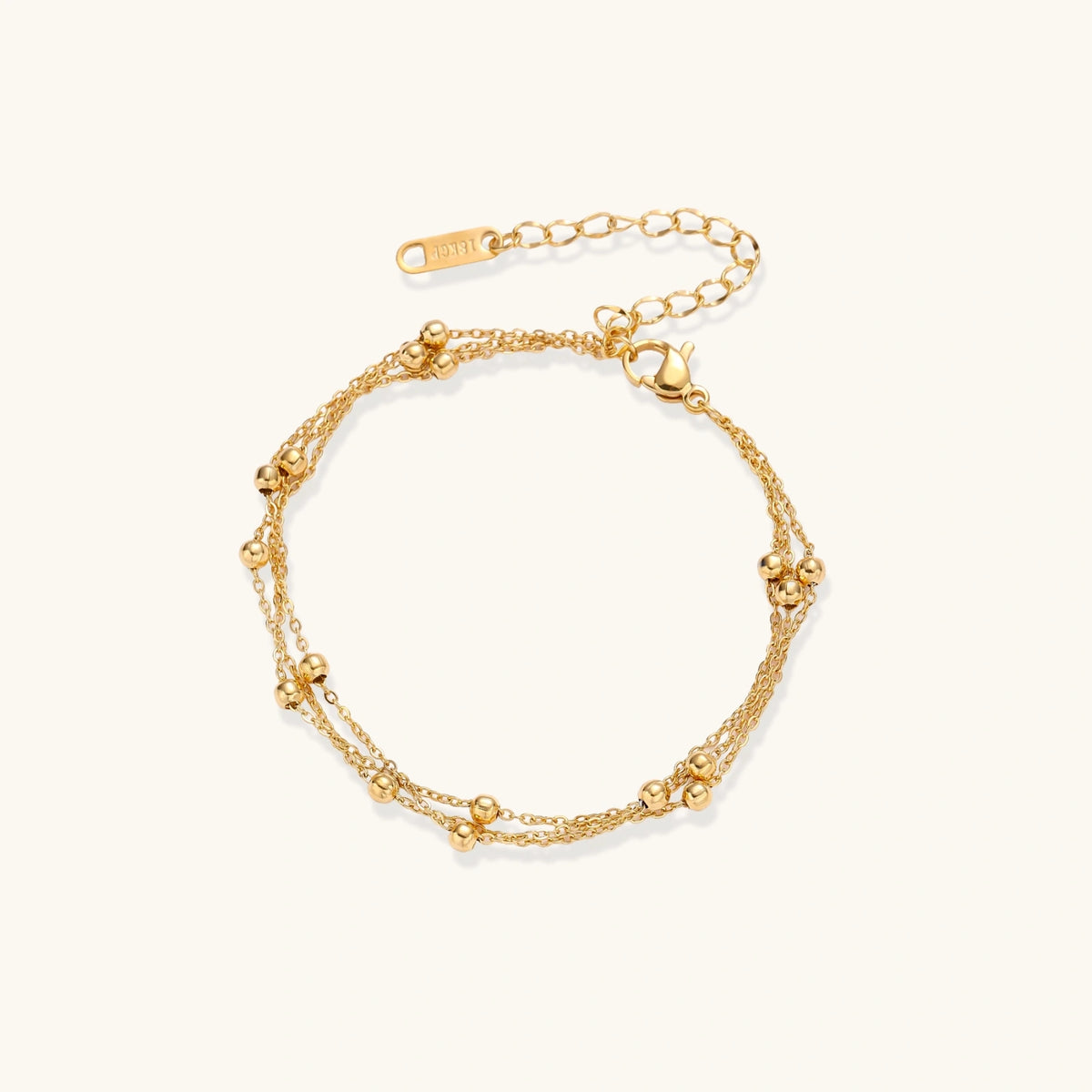 The Orbit Bracelet, Triple-Strand Gold Beaded Chain
