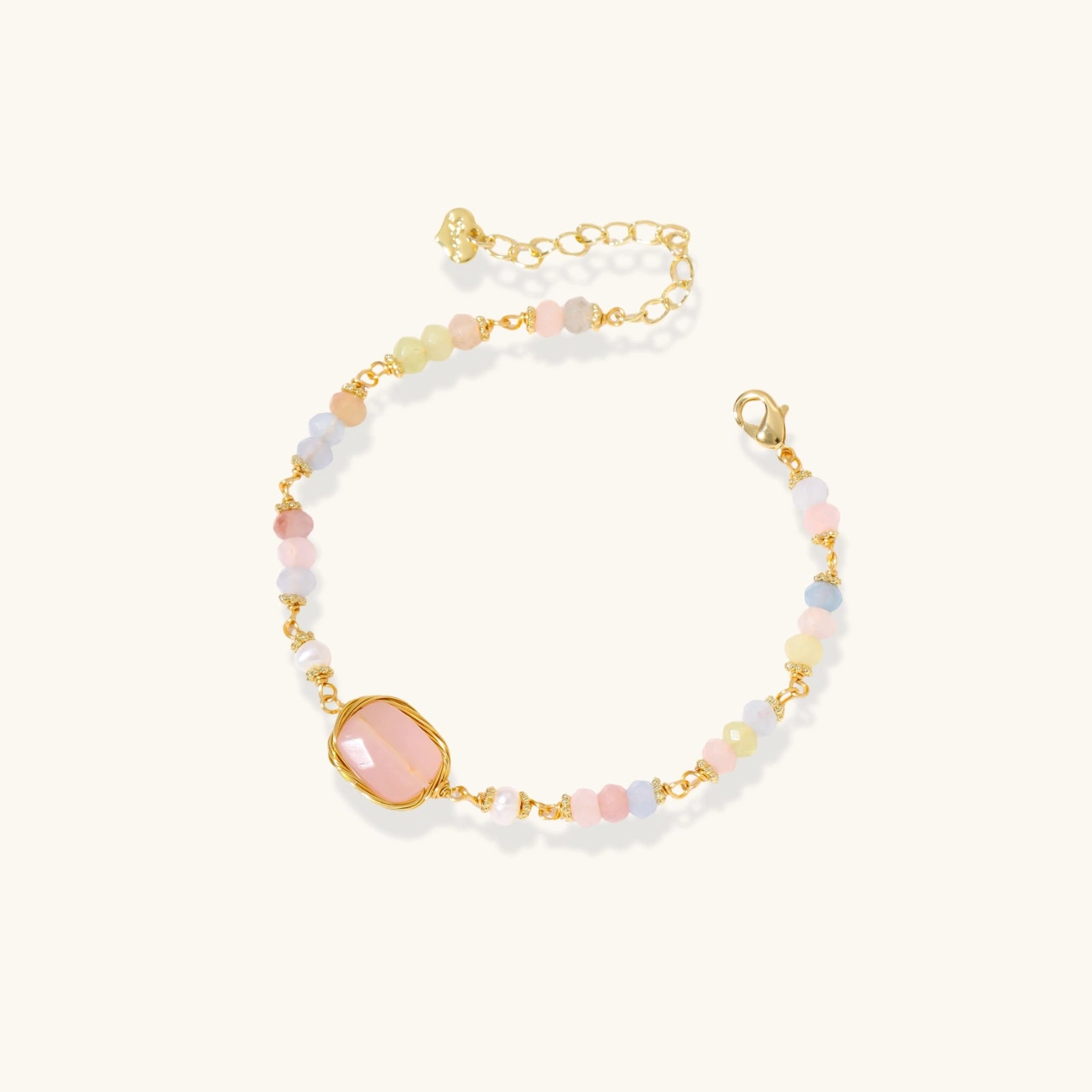 The Papel Picado Bracelet - Rose Quartz & Freshwater Pearl Beaded Bracelet<span class="by">by Monarch & Marigold Co.</span>