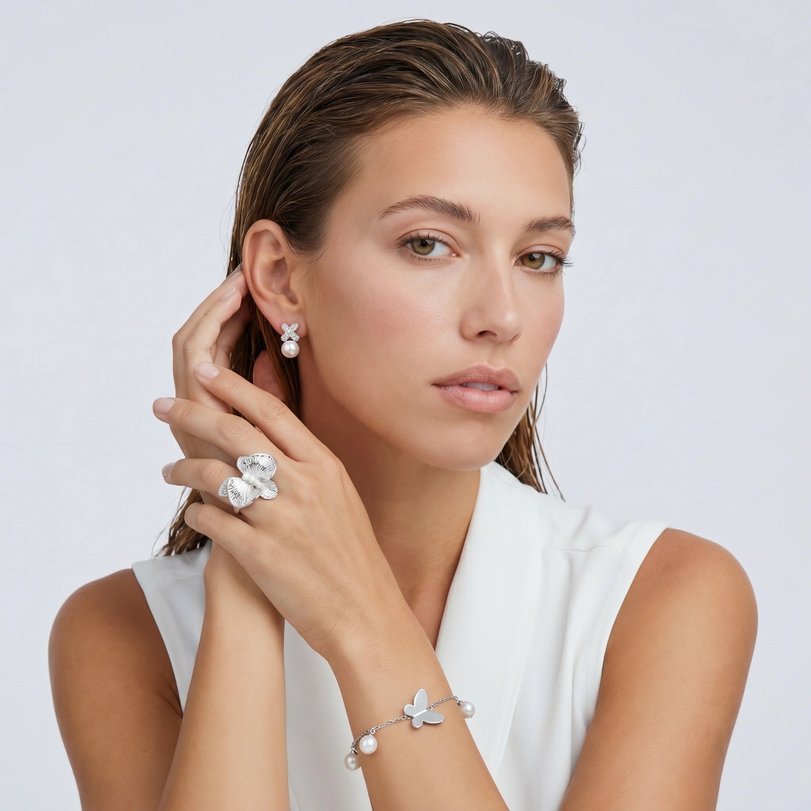 The Monarch Bracelet — Butterfly & Freshwater Pearl <span class="by">by Monarch & Marigold Co.</span>