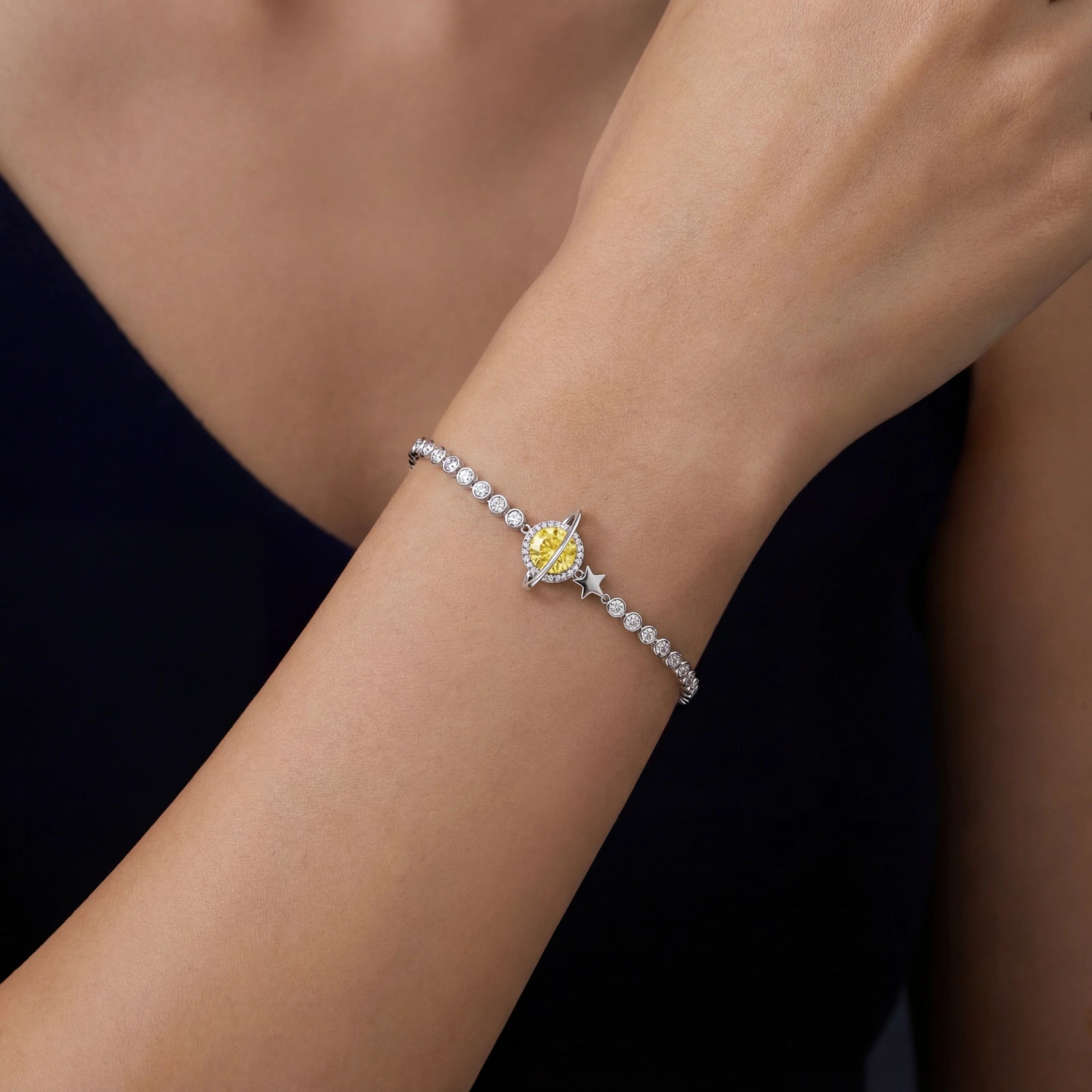 The Zenith Bracelet — Yellow Moissanite & Sterling Silver <span class="by">by Monarch & Marigold Co.</span>
