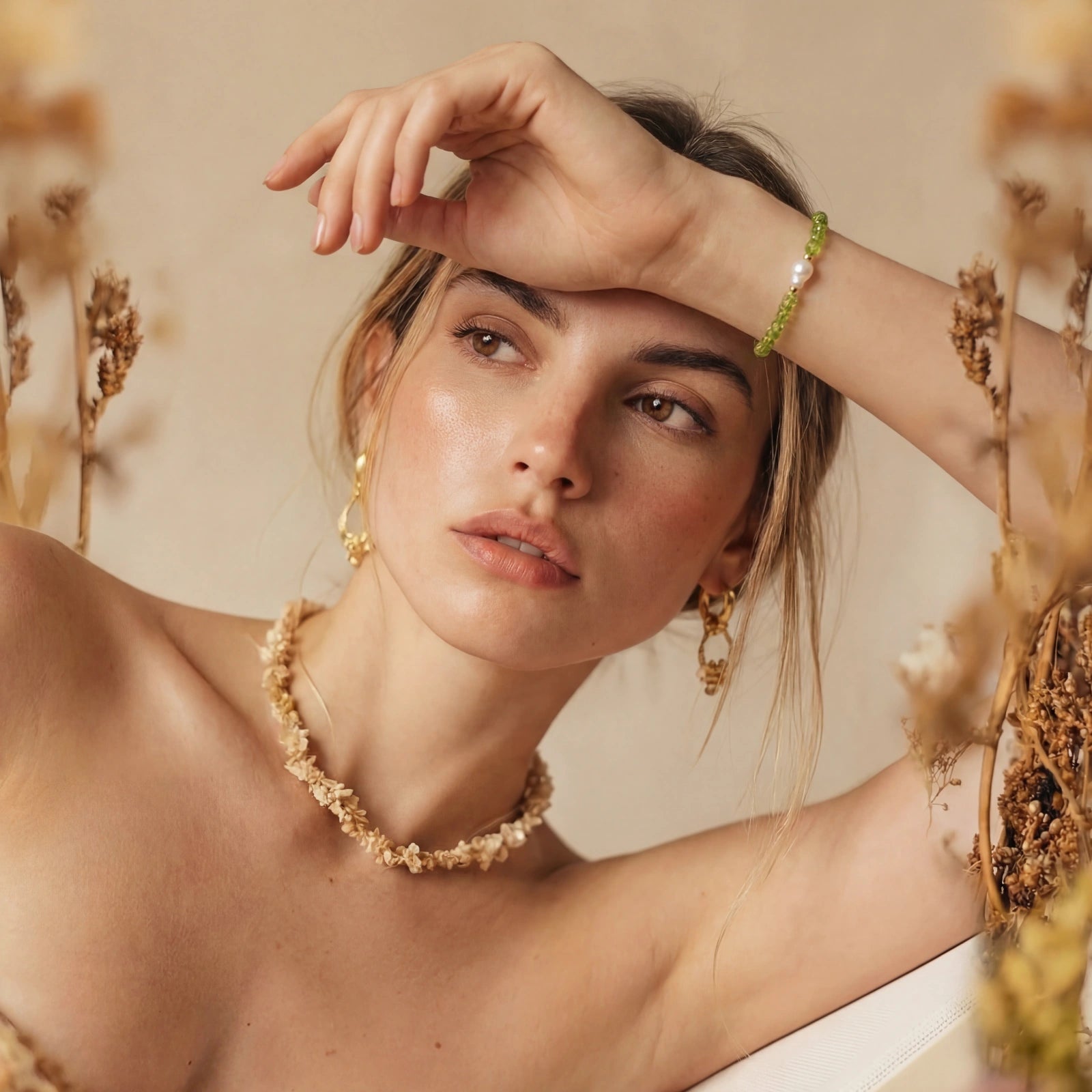 The Peridot Bracelet — Peridot & Freshwater Pearl <span class="by">by Monarch & Marigold Co.</span>