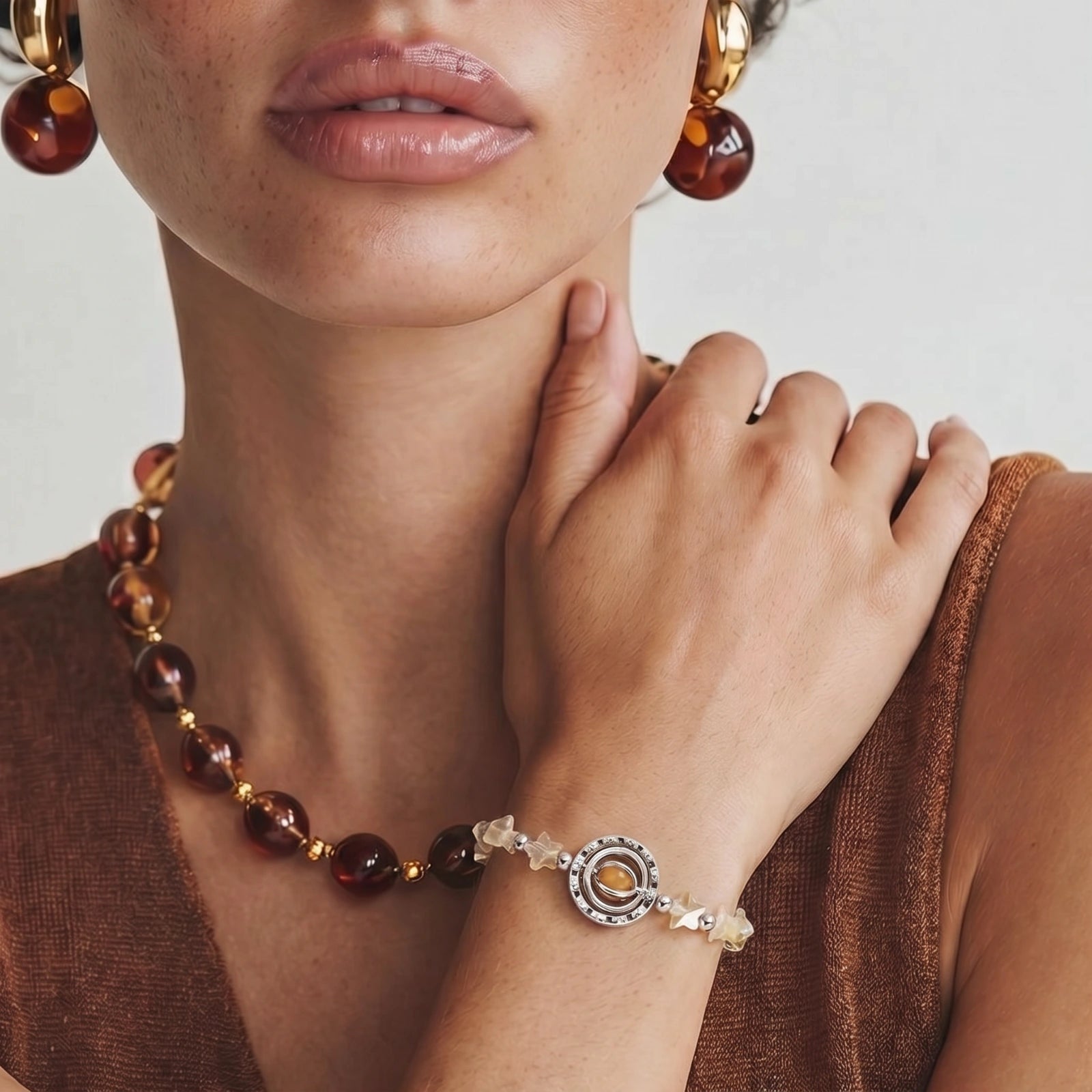 The Solstice Bracelet — Citrine & Silver-Toned Stretch Bracelet <span class="by">by Monarch & Marigold Co.</span>