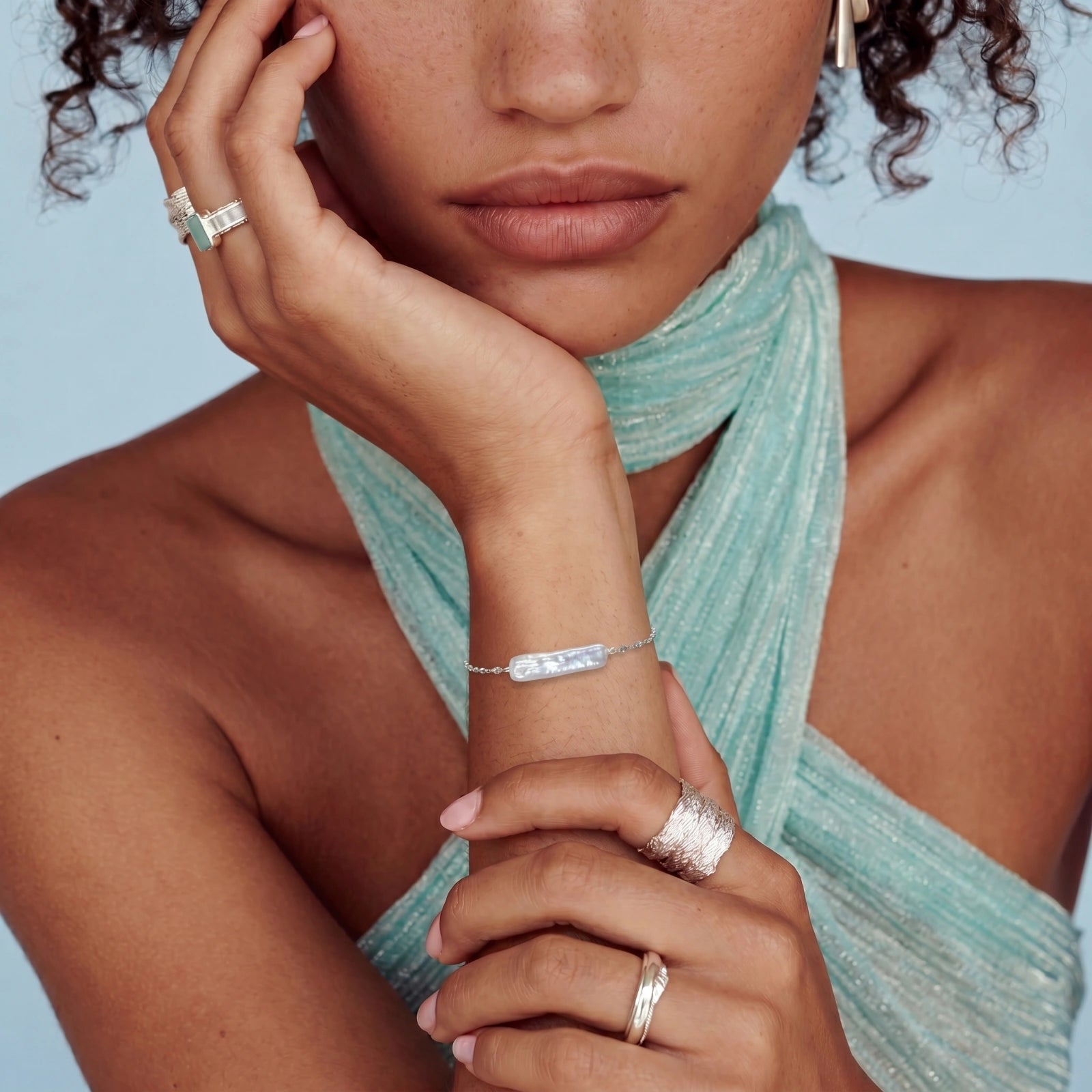 The River Stone Bracelet — Baroque Pearl & Sterling Silver <span class="by">by Monarch & Marigold Co.</span>